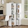 (=N880P3152289W)Uitschuifbare boekenplank met wielen – 4 niveaus, links en rechts verwisselbaar, MDF, 20 kg draagvermogen per niveau, wit