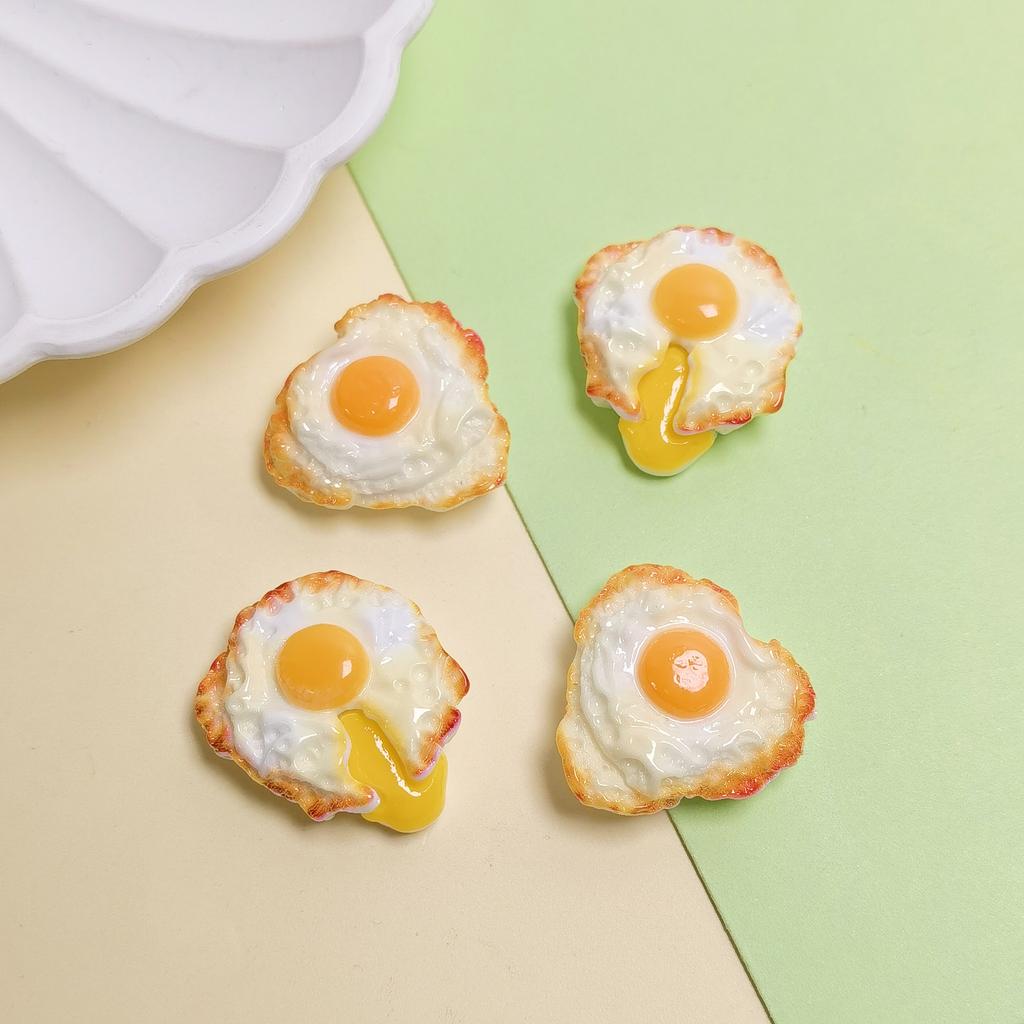 New Sweet 100Pcs Fried Egg Resin Flatback Cabochon Artificial Food Themed No Hole Beads for Jewelry Making Scrapbooking Supplier