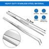 2pcs 5/6/8 Inch Straight Curved Tip Tweezers Stainless Steel Feeding Tongs for Garden Plant Sewing Machine Repairing DIY Craft