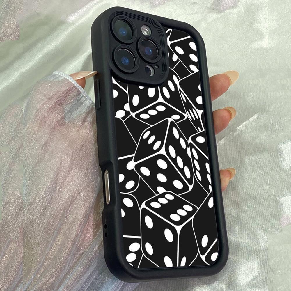 JT78 Black Dice for iPhone 17 16 15 Pro Max Samsung S26 S25 S24 Ultra A17 A16 A07 A56 Xiaomi 15T Redmi Note14 Pro Soft 15c TPU Case