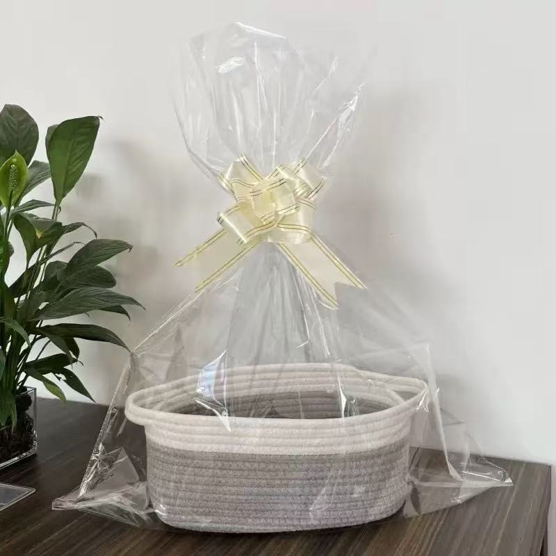 Rectangular Cotton Rope Organizer With Multiuse Design For Home And Office