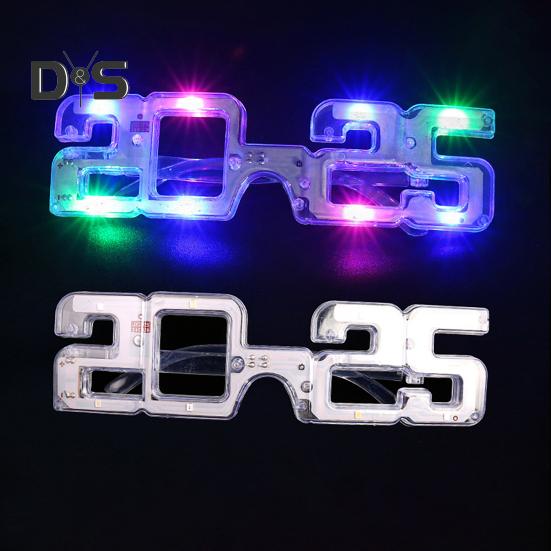 New Year Party LED Light Up Glasses 2025 Number Luminous Glasses 3 Lighting Modes Cosplay Birthday Party Photo Prop
