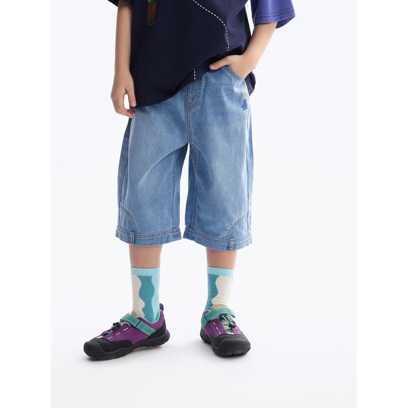 

[Cool Feeling] Mqd Boys Shorts Loose-Fit Seven-Quarter Pants Summer New Style Children s Thin Casual Pants Light cowboy Blue 150