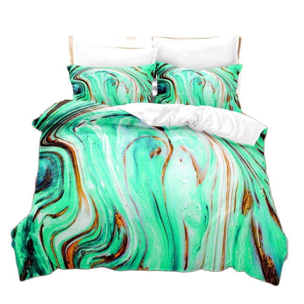 3D Printed Art Marbling Bedding Set Down Quilt Cover With Pillowcase Double Complete Queen King Bedding