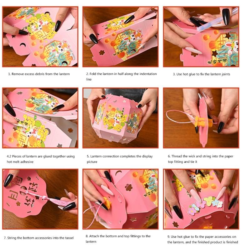 Traditional Chinese Lamp Festives Flower Light Set with Ropes and Embellishments for Crafting Hanging Decoration