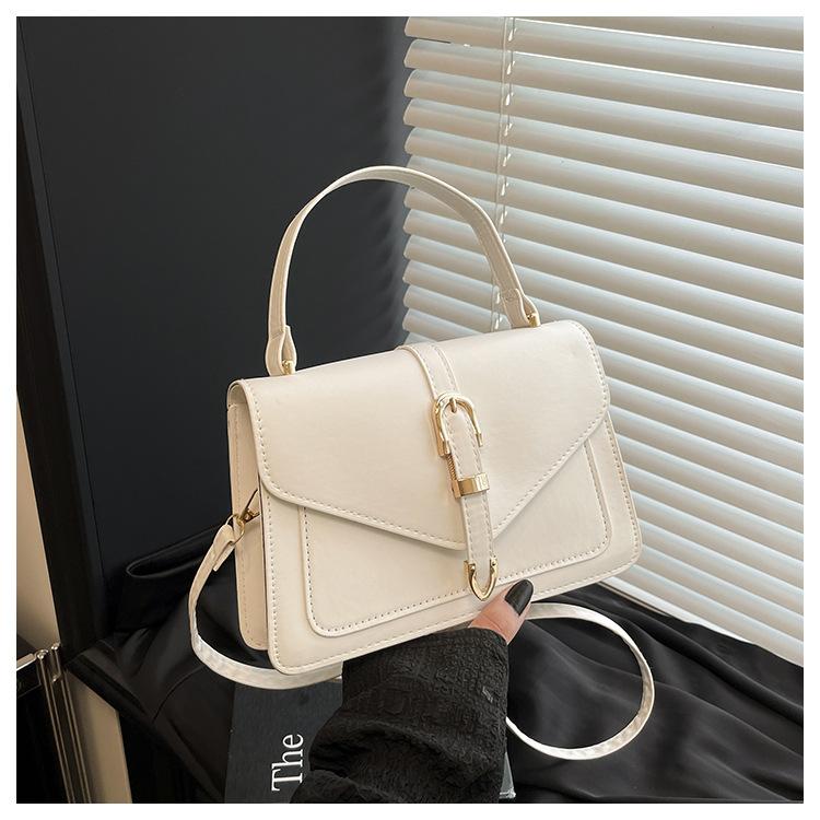 Women's Crossbody Bag Solid Color PU Leather Top Handle Flap Fashi Handbag Simple Design Stylish Messenger Shoulder Bag