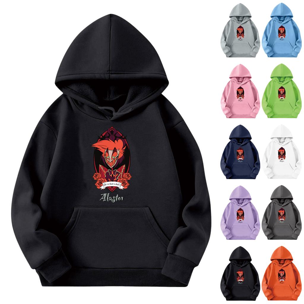 Child Fashion Lightweight Long Sleeve Pullover With Pockets  Print Hoodie