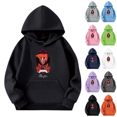 Kindermode Leichter Langarm-Pullover mit Taschen Print Kapuzenpullover