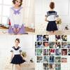 Elegant 3pcs Sailor Uniform Cosplay Costume Featuring Soft Polyester Fabric Design