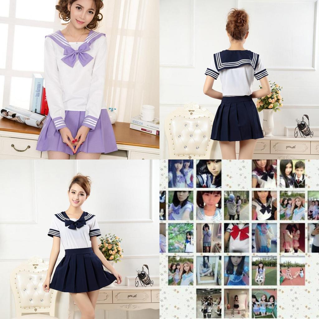 Elegant 3pcs Sailor Uniform Cosplay Costume Featuring Soft Polyester Fabric Design