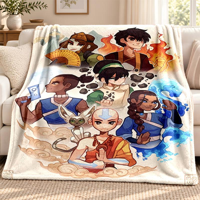 Avatar The Last Airbender Blanket Flannel Blanket Soft Cozy Plush Throw for Sofa Bed Lightweight Home Decoration Outdoor Camping