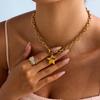 Yori Thin Chic Polished Five-pointed Star Pendant Necklace for Women Summer 2024 Waterproof Daily Jewelry Bijoux Gift