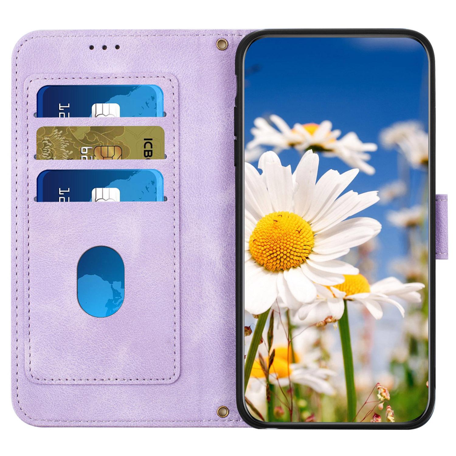 

For Samsung Galaxy A05 4G Flower Leather Case with Card Holder Stand Dark Blue