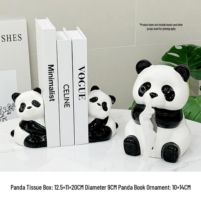 Panda Ceramic Tissue Box Holder - Creative Cartoon Napkin Dispenser for Living Room Decor