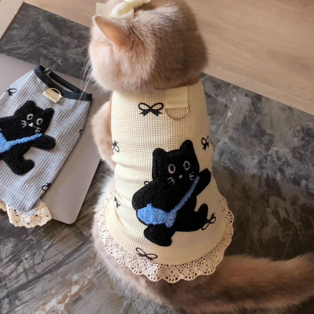 Breathable Pet Short Sleeve Cat Pattern Dog Undershirt Cute Dogs Pullover  Indoor/Outdoor