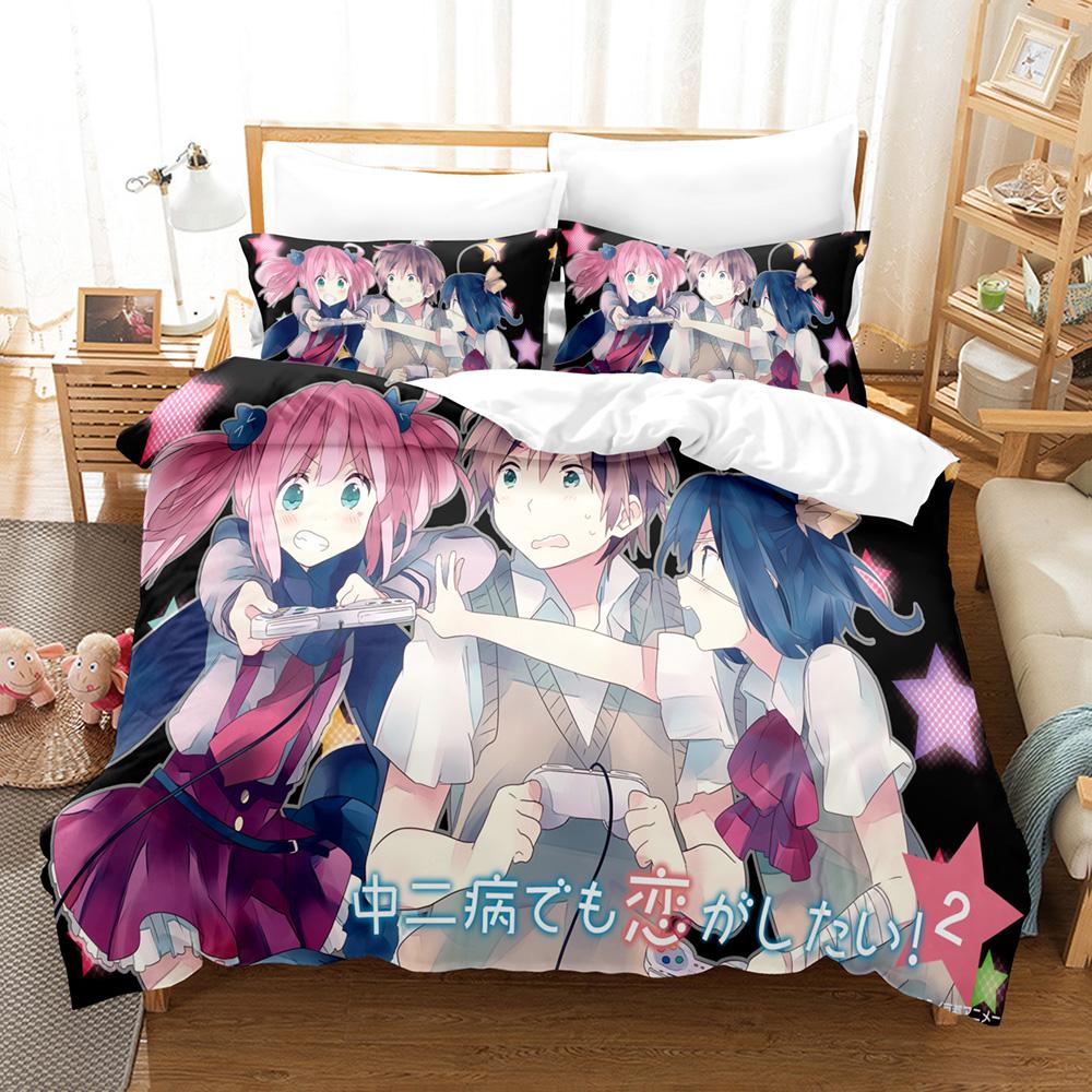 Anime Iubire, Chunibyo & Alte Deluzii Seturi de Pat Set Husă de Plapumă cu Față de Pernă Twin Full Queen King Lenjerie de Pat Textile de Casă