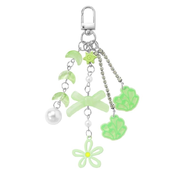Unique Moon Star Rhinestones Bowknot Keychain Safe Resin Jewelry Decoration Charm For Bags Keys Organiser