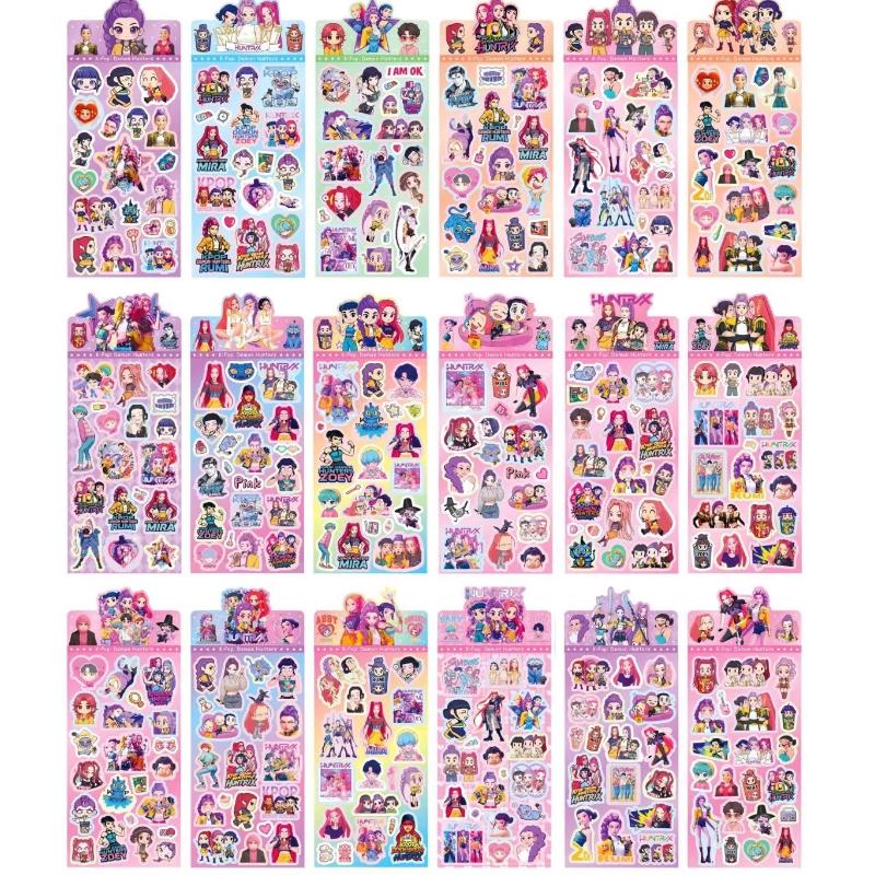 18pcs KPOP Demon Hunters Guka Devil Men's Group Anime Laser Cut Sticker for Office Stationery And School Supplies Decoration