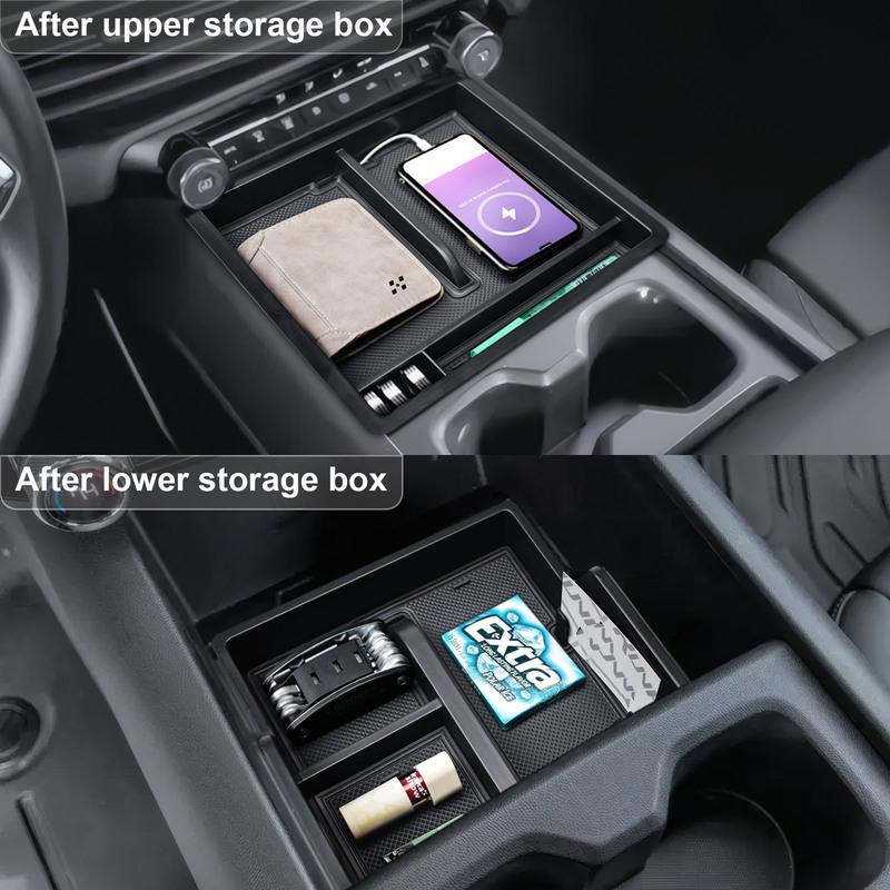 Front Center Console Organizer For 2024-2025 Chevy Silverado EV Work Truck (WT) Middle Center Console Storage Box Accessories