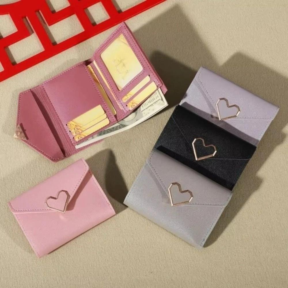 Solid Color Women's Wallet Pu Leather Student Purse Simple Lady Wallet  Card Holder