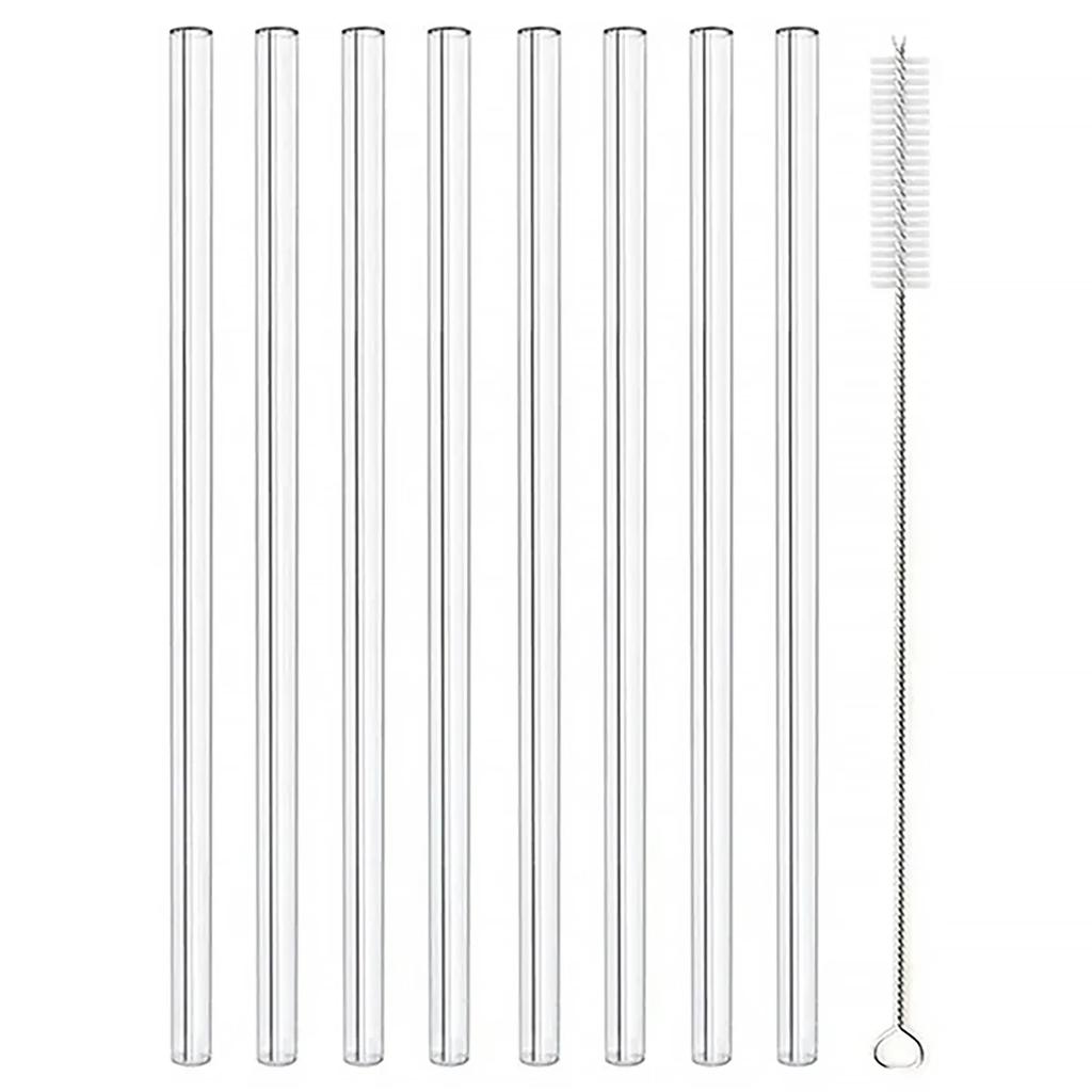 4-8Pcs Reusable Glass Straw Set High Borosilicate Smoothie Cocktails Straw Healthy Eco Friendly Drinking Straw with Clear Brush