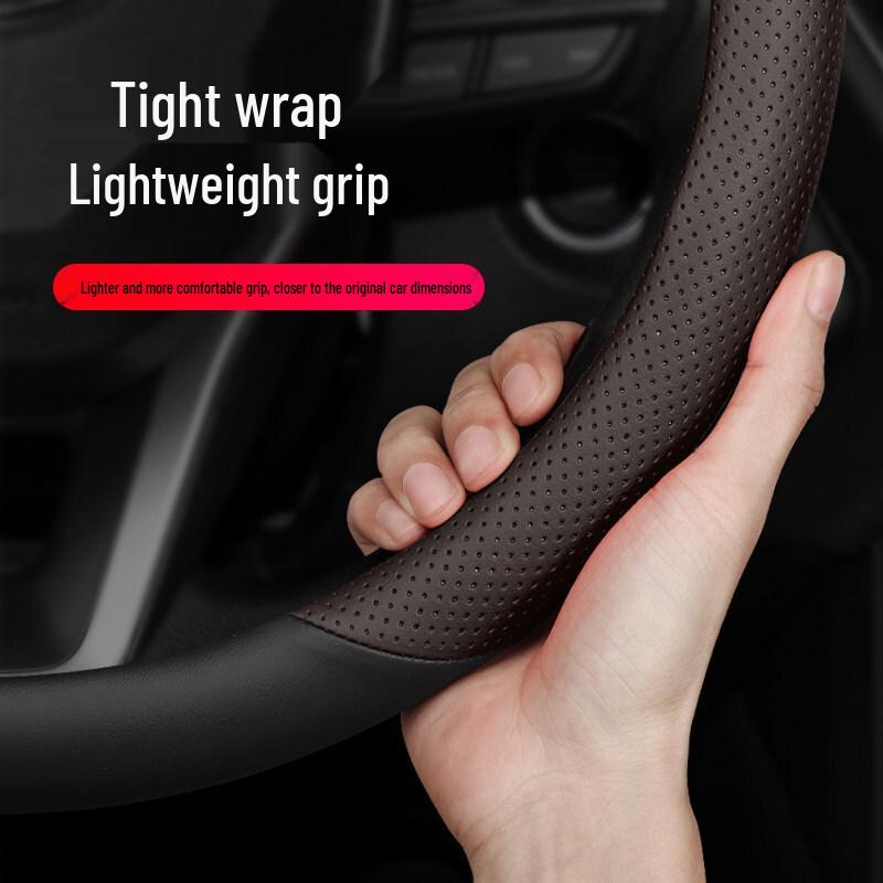 Changan X7/X5PLUS Genuine Leather Steering Wheel Cover - Ultra-Thin, Anti-Slip, Wear-Resistant, Fits 24 Models, All-Season
