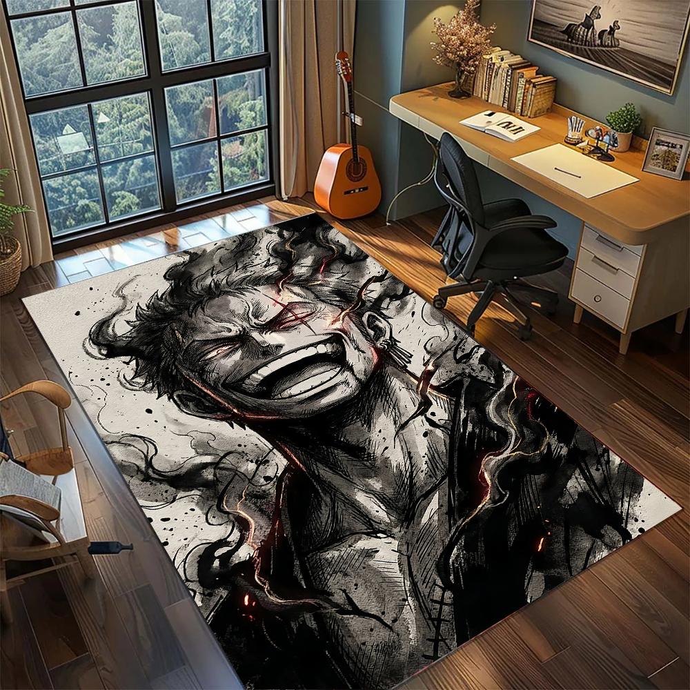 Cool Zoro Green Hair Pirate Swordsman Rug Carpet Large Area Rug Non Slip Washable Floor Mat Gamer Room Bedroom Home Decor