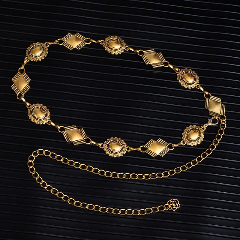 Adjustable Metal Disc Waist Chain Women'S Skirt Accessories Belt Versatile Sweater Chain Bohemian Skinny Waist Seal