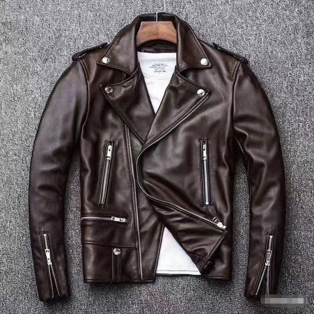 New Spring and Autumn Locomotive Men's PU Leather Jacket Regular Slim-fit Large Size Men's Leather Jacket European Station