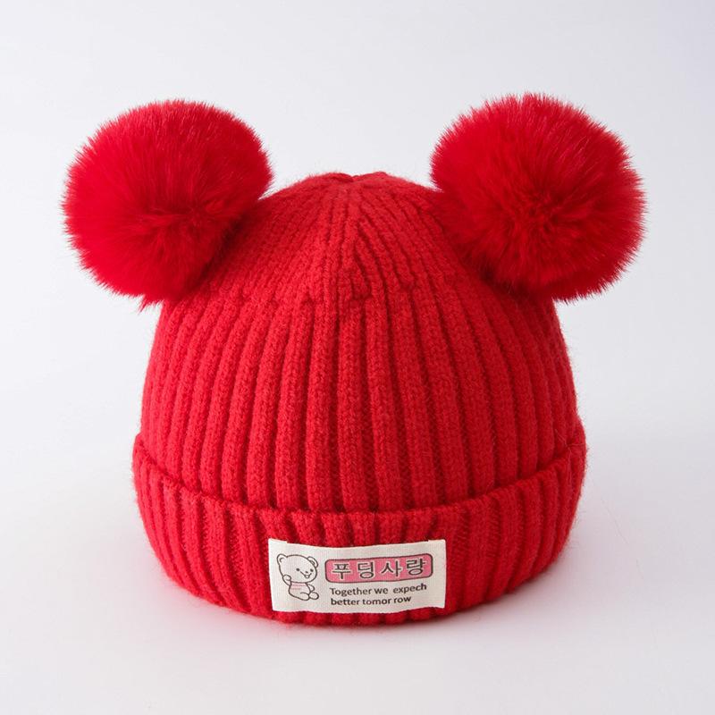 Newborn winter baby hat male treasure female treasure wool hat knitted hat cotton inner warm thickened warm hat