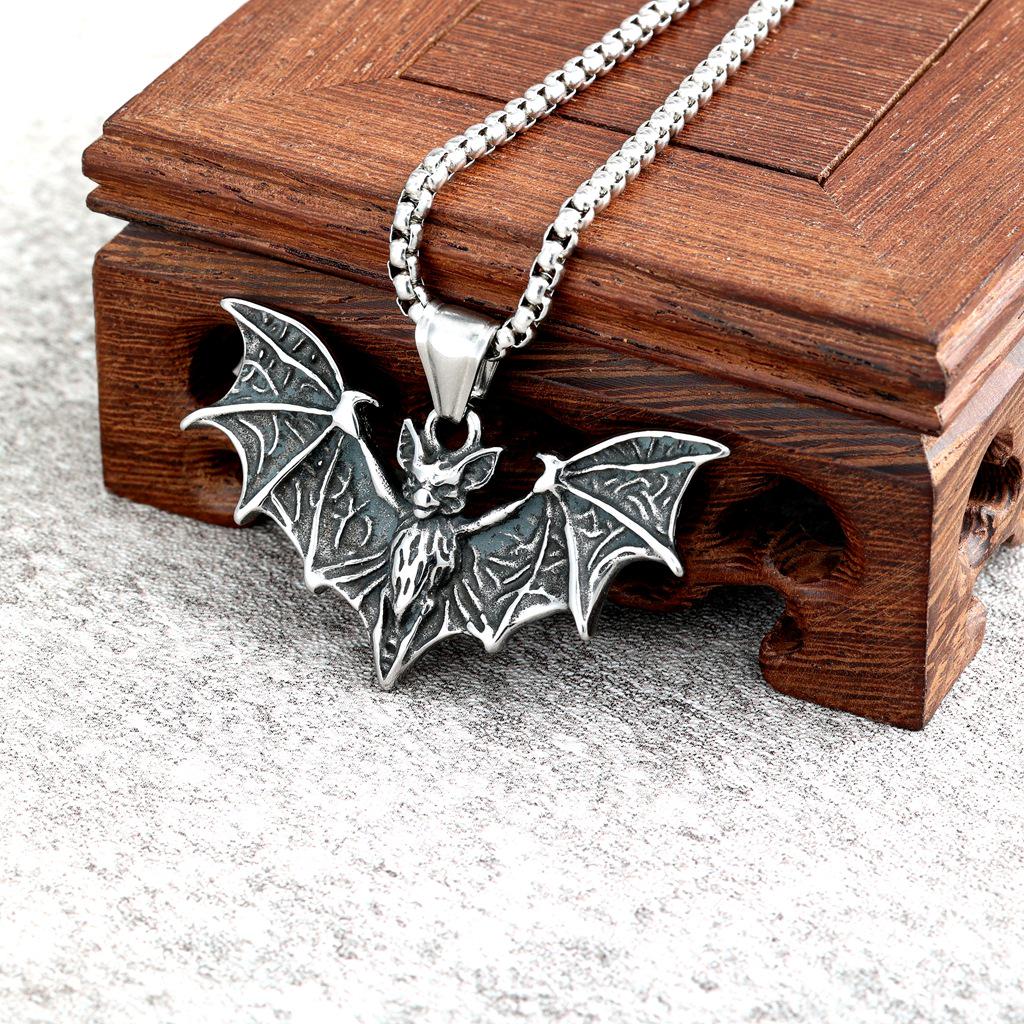 Gothic Bat Sweater Chain Necklace - Hip Hop Titanium Steel Jewelry for Men & Women
