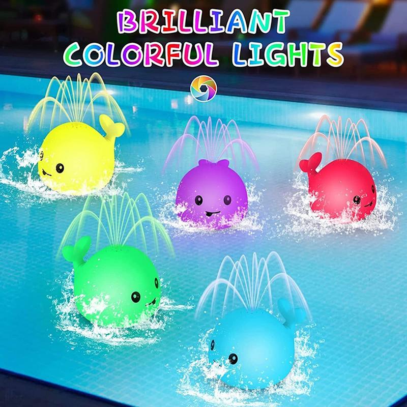 Non-Toxic Baby Light Up Bath Toys Whale Automatic Sprinkler Bathtub Toys Pool Bathroom Shower Bath Toys For Toddlers Infant Kids Children Gift