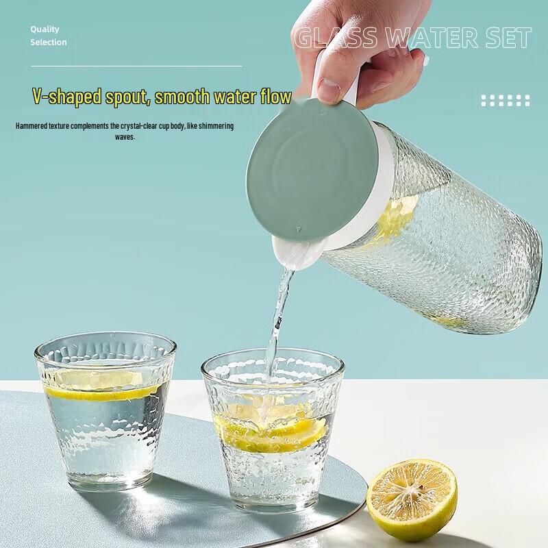 Heat-Resistant Hammered Glass Pitcher Set