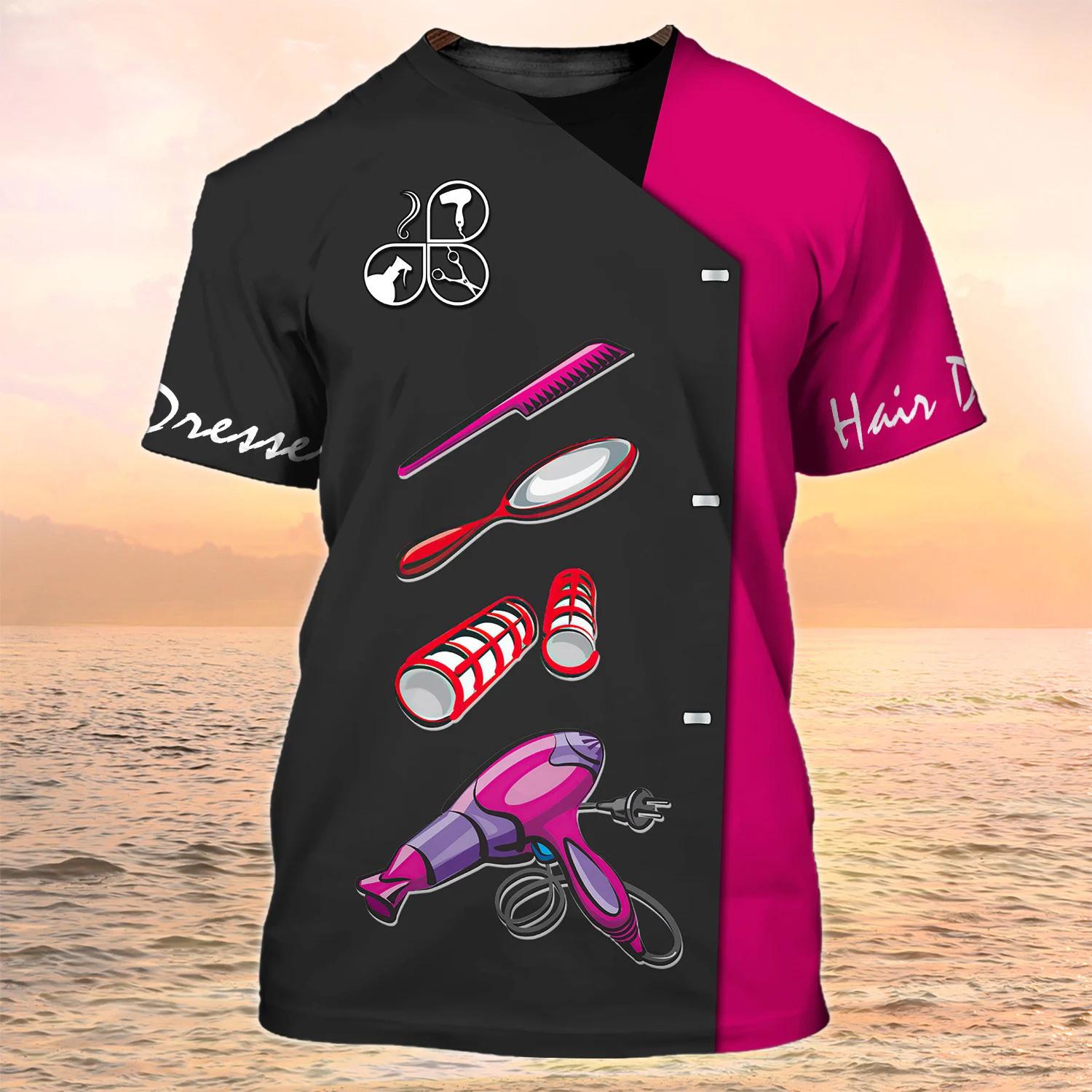 

Женская футболка, модная парикмахерская рубашка, женские забавные футболки с короткими рукавами, топ, халат, винтажная повседневная женская одежда большого размера M