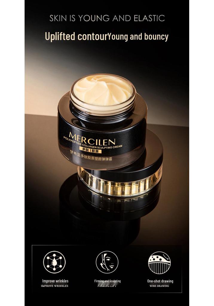 Crema Elástica de Polipéptidos y Colágeno Mengxi Lan 50g - Cuidado Facial Reafirmante y Lifting para Disminuir las Líneas de Expresión.