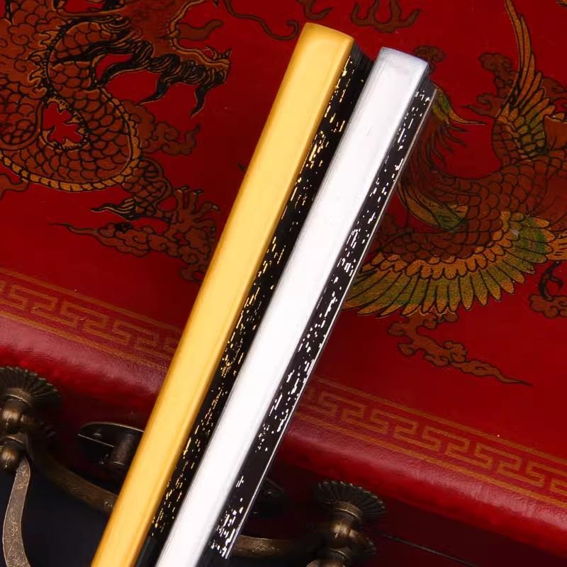 Chinese Handheld Folding Fan - Gold/Silver Foil Embroidery Elegant Palace Fan for Women, Hanfu Dance Costume Accessories