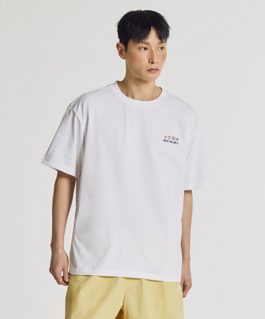 Nyuballanseu Nbneg31643 / Uni Sunny & Rainy Illustration Short Sleeve T-Shirt (White)