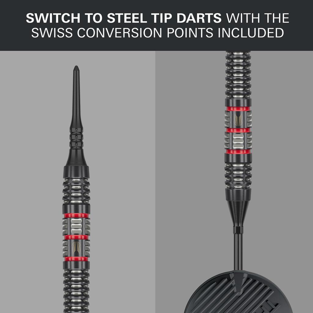 Target Darts Nathan Aspinall Soft Tip 95K Darts 18G Tungsten 2 Flights Black Pixel Tips Swiss Titanium Converted Steel Points Player Edition