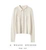 Autumn/Winter Women's Pure Wool Polo Collar Knit Cardigan