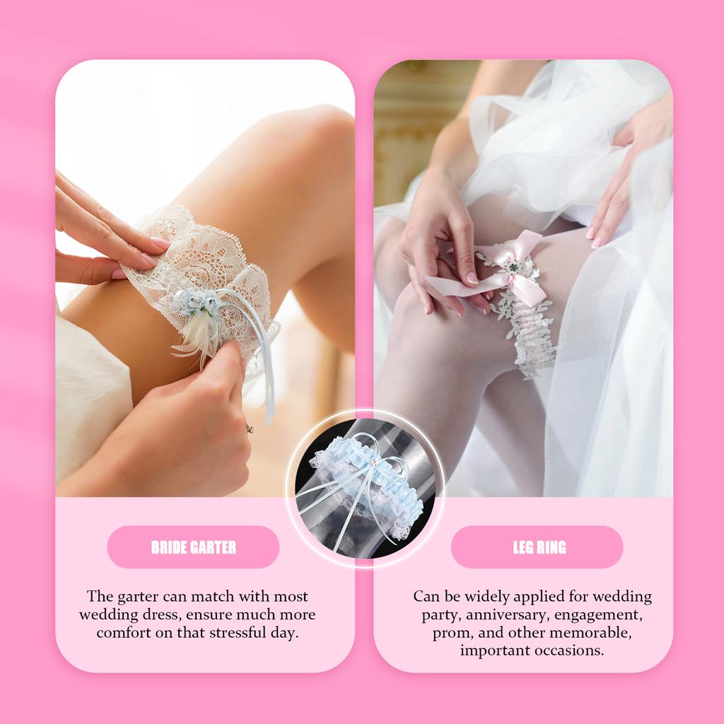 Bride for Wedding Day Cosplay Accessories European and American Bowknot Leg Lace Blue Ribbon Garters Women's