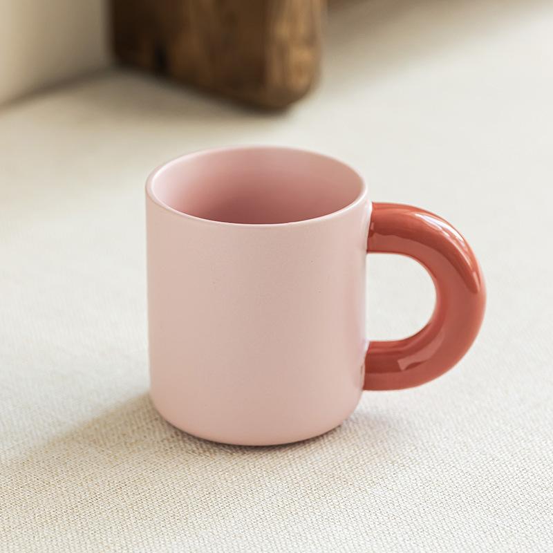 Candy color cup contrasting color mug household ceramic cup water cup tea cup simple restaurant straight coffee cup