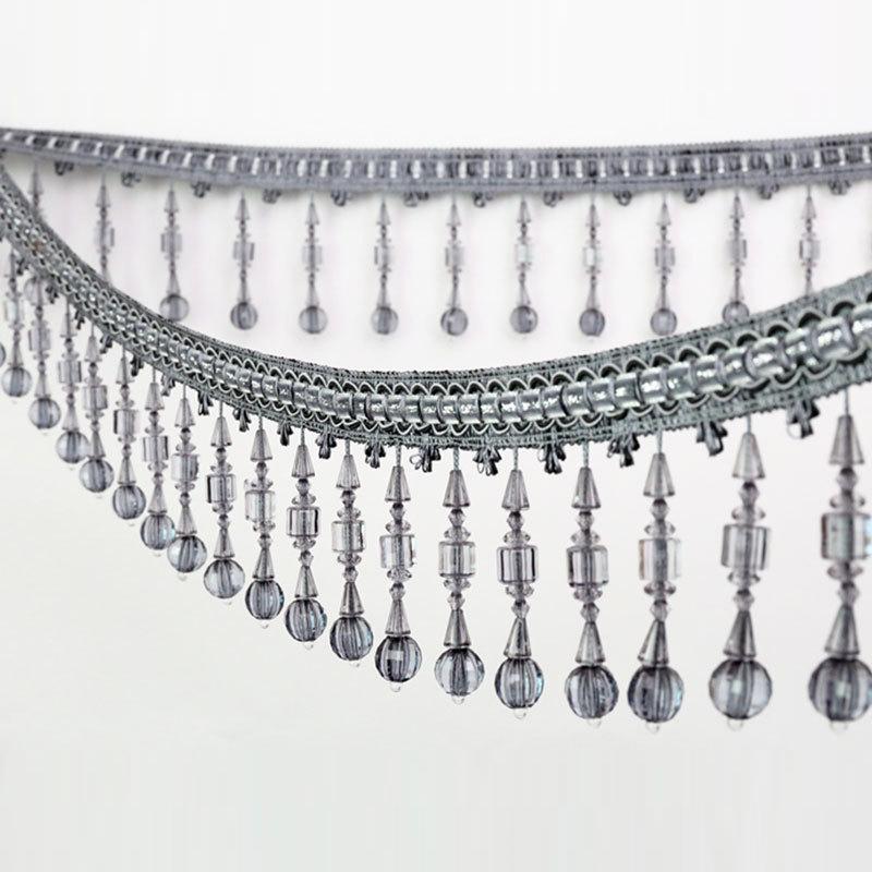 1 metr Elegantní Křišťálové Korálky Střapec Krajka Třásně Stuha Pro Šití Čalounění Záclonový Doplněk Dekor Řemesla