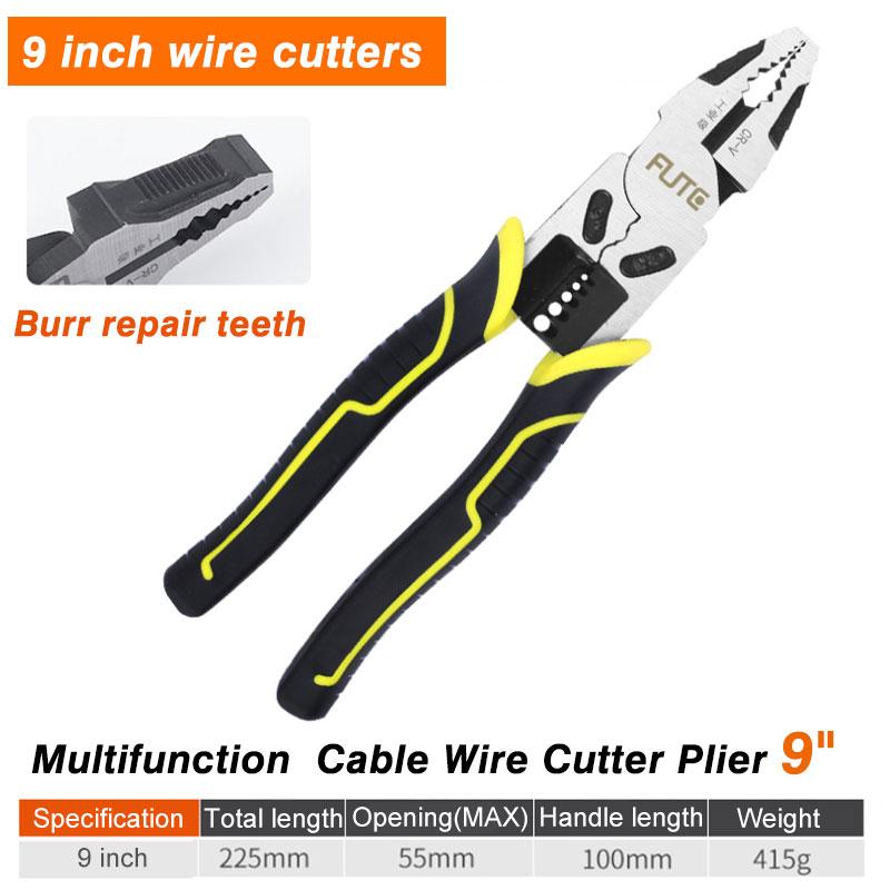 Multitool multifonction Pince coupe-câble électricien 9" Pince à bec long Pinces coupantes Dénudage Sertissage Outils à main