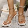 Luxury Glitter Transparent Pvc Strap Slides Women 2025 Summer Super High Clear Heel Slip On Sandals Sexy Party Dress Shoes