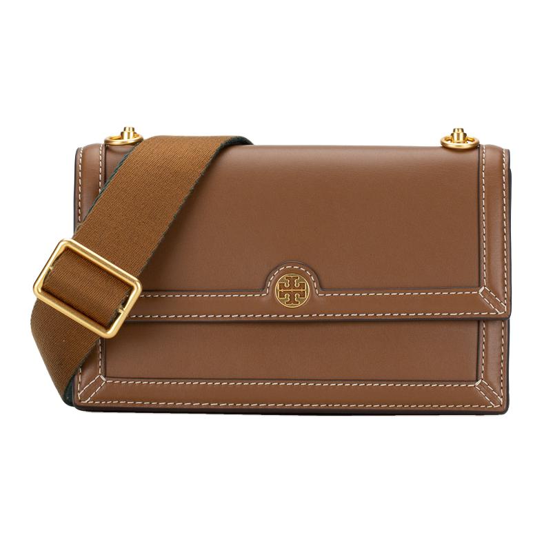 

Tory Burch T Monogram Solid Color Minimalist Flap Leather Shoulder Crossbody Bag Mini Women Bags Brown 84026-909 Basic Set (Bag+Dust Bag)