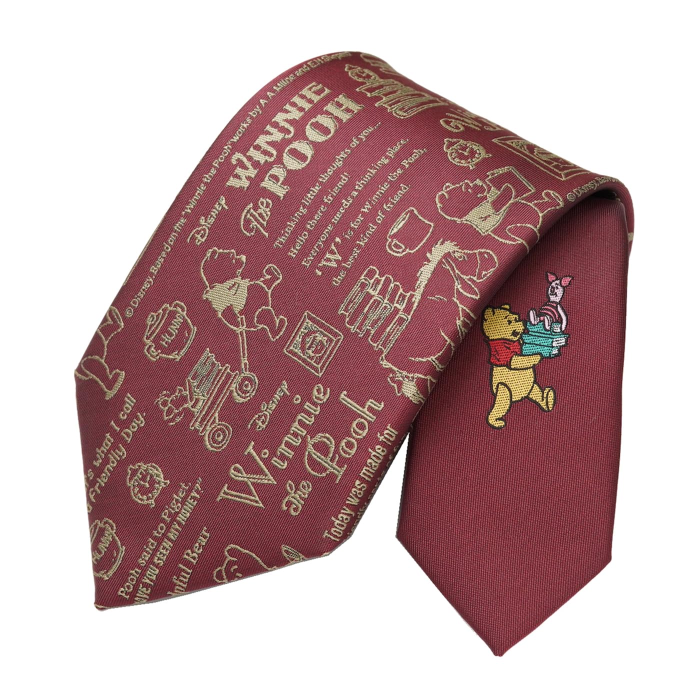 [Disney] Winnie the Pooh Calligraphy Pattern Tie D50026 Red