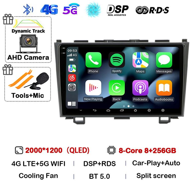 Android 14 Carplay Car Radio For Honda CR-V 3 RE CRV 2007 2008 2009 2010 2011 Multimedia Player 2 Din DVD GPS Head Unit Stereo