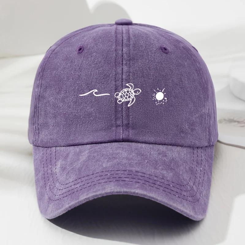 Turtle Pattern Printed Baseball Cap for Daily Casual Style, Men's and Women's Fashionable Beach Outdoor Anti Roll Duckbill Cap