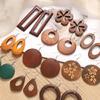 Elegant Wooden Earrings Geometric Design Lightweight And Comfortable Great For Enhancing Fall And Winter Fashion Styles