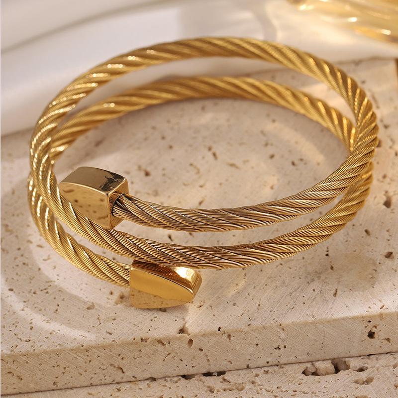 Steel Wire Opening Arrow Women's Simple Niche Design Wrapped Three-layer Jewelry Bracelet